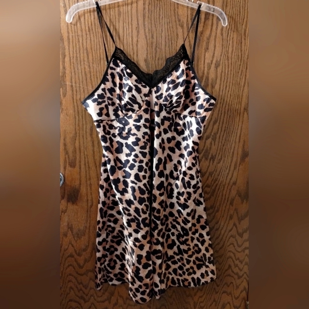 Leopard Print Satiny Pajama Dress